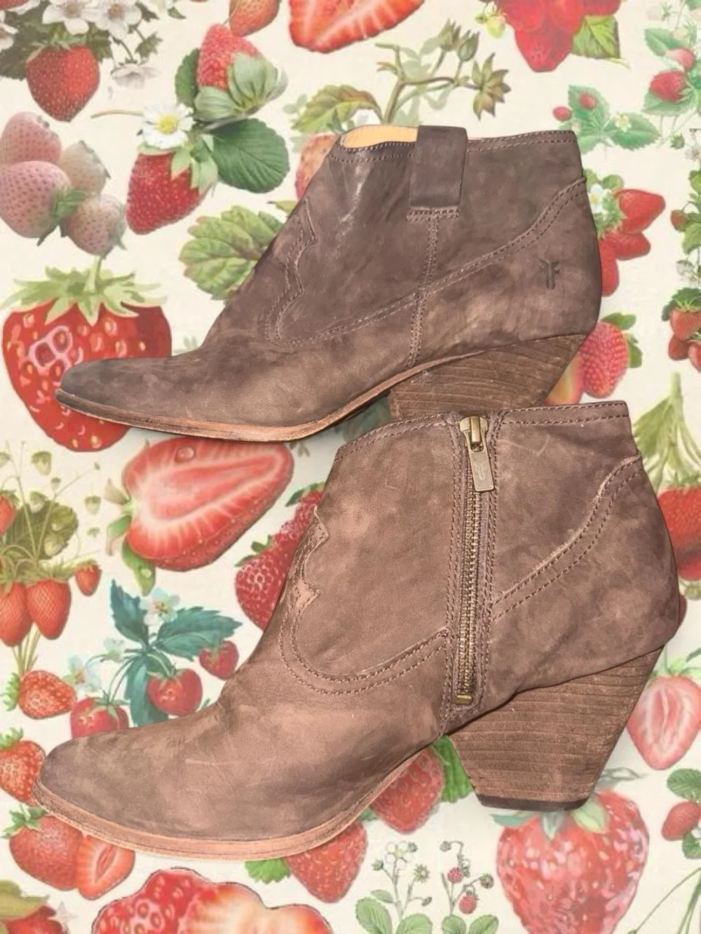 Frye Suede Leather Reina Ankle Booties